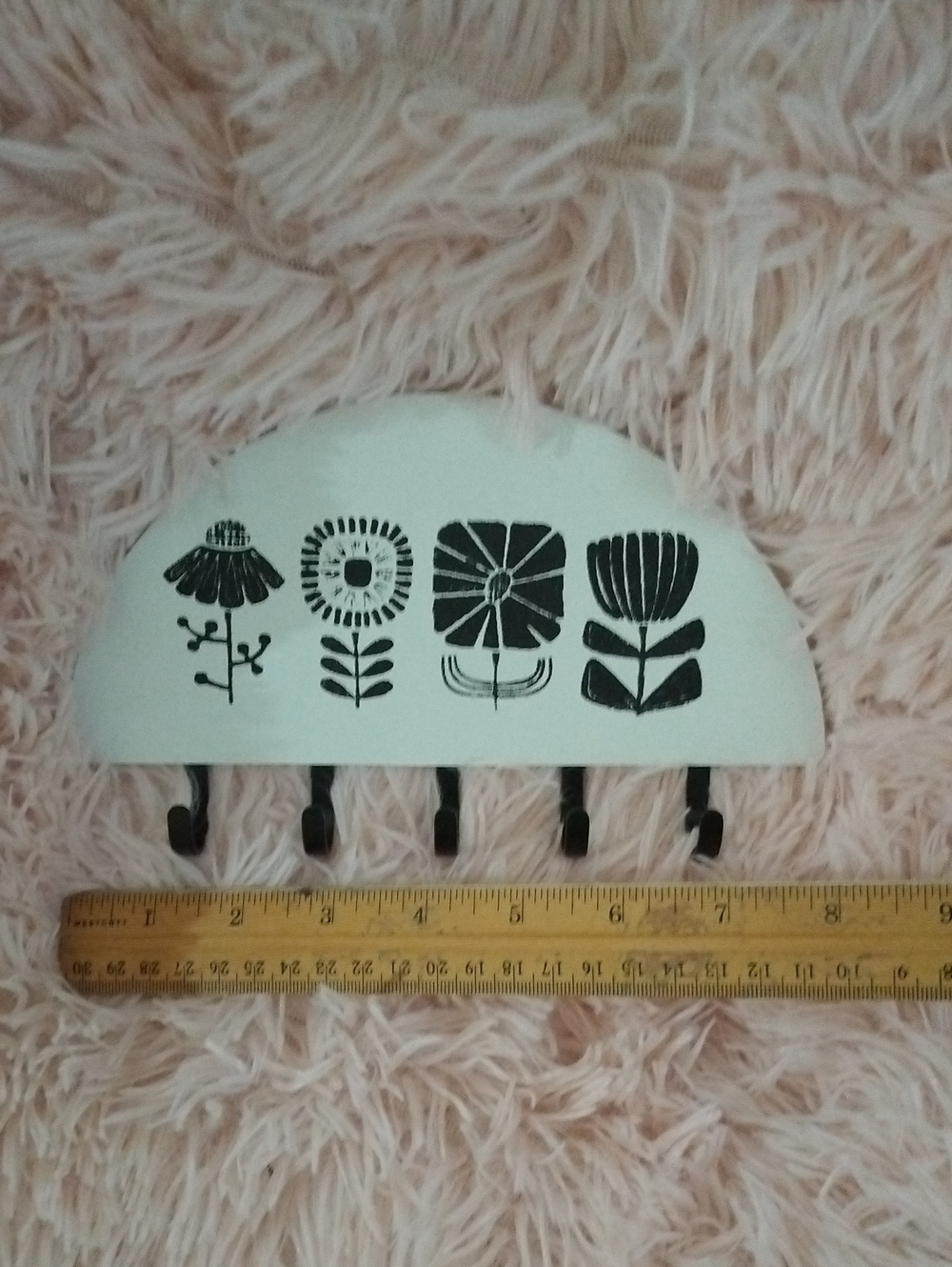 Chalk Couture White and Black Floral Hook Rack
